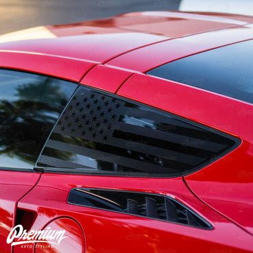 Satin Black USA Window Flag Installed on C7 Corvette