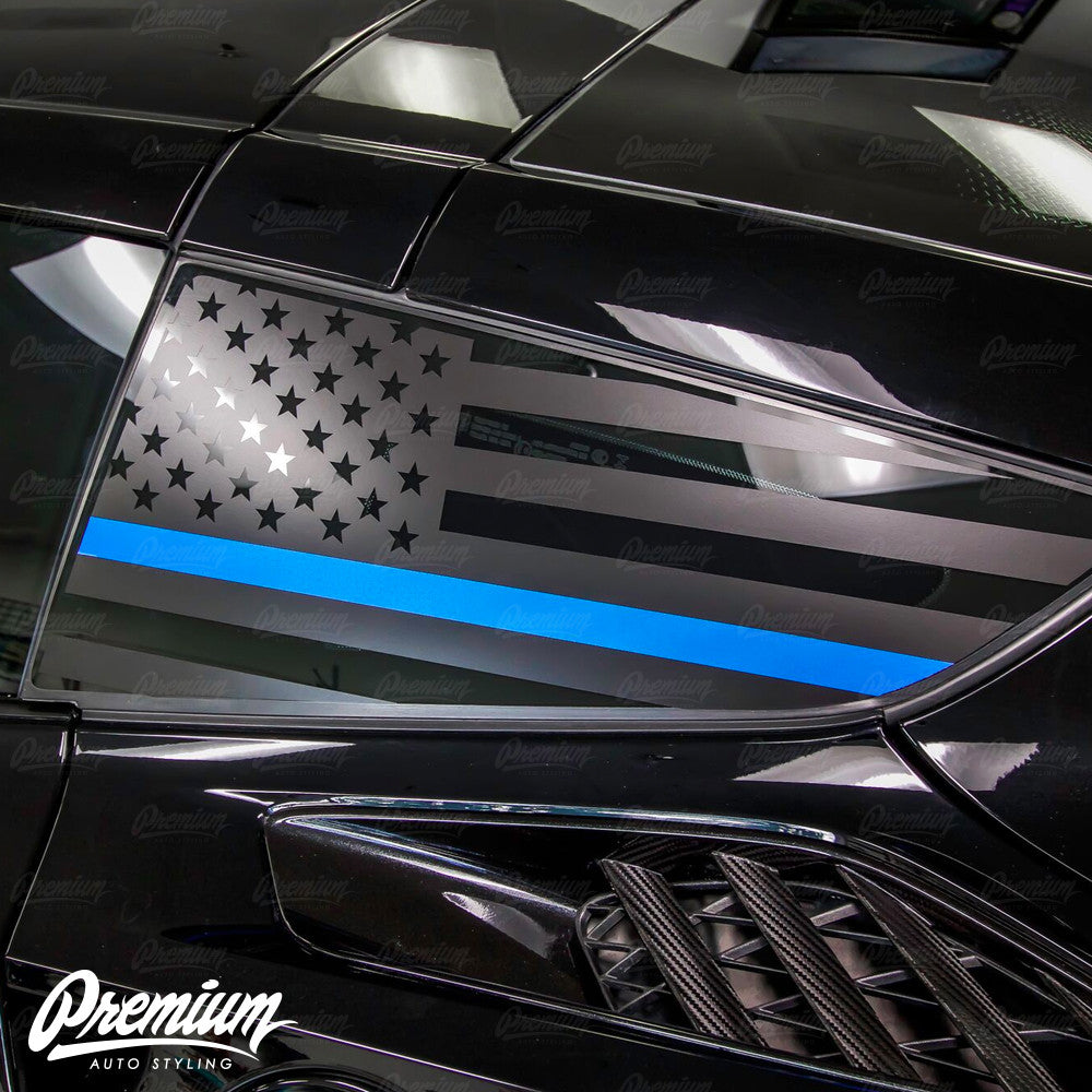 Thin Blue Line Nevada Tattered Flag Vinyl Decal - 4 Inch Window Sticker, UV & Water Resistant