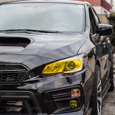Headlight Face with C Light Cut out Yellow Tint Overlay | 2015-17 WRX /STI|2018-2021 WRX/WRX PREMIUM