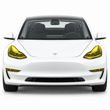 2018–2023 Tesla Model 3 & Model Y Yellow Headlight PPF Tint Overlays | Pre-Cut Pair