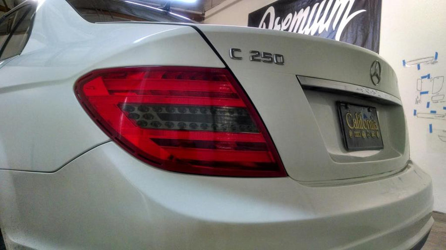 Smoked Reverse Tail Light Tint Overlays | 2012-2014 Mercedes C-Class (W204) SEDAN