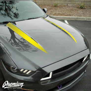 2015-2017 Ford Mustang Hood Stripe Kit The Coyote V1 Vinyl Overlay