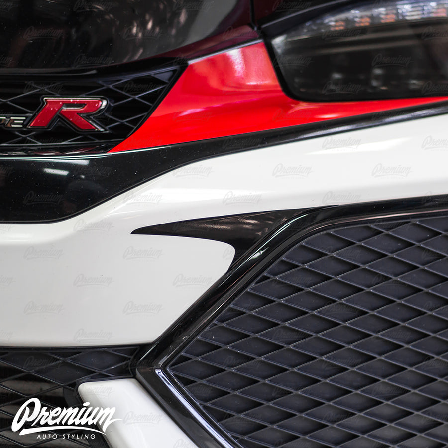 Front Bumper Accent Vinyl Overlay - Gloss Black | 2017-2019 Honda Civic Type R