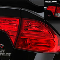 8th Gen Honda Civic Sedan Red Out Vinyl Tail Light Tint Overlays