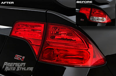 8th Gen Honda Civic Sedan Red Out Vinyl Tail Light Tint Overlays