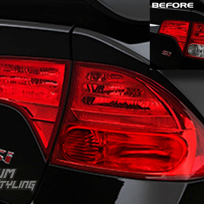 8th Gen Honda Civic Sedan Red Out Vinyl Tail Light Tint Overlays