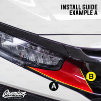 Front Bumper Under Eyelid Accent Vinyl Overlay v1 - Gloss Red