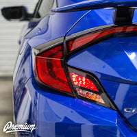 Custom Combo - Black Tail Light Accent with Red Turn Signal Tint Overlay | 2016-2020 Honda Civic Coupe