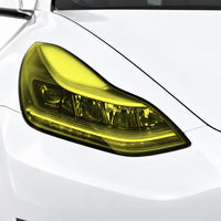 2018–2023 Tesla Model 3 & Model Y Yellow Headlight PPF Tint Overlays | Pre-Cut Pair