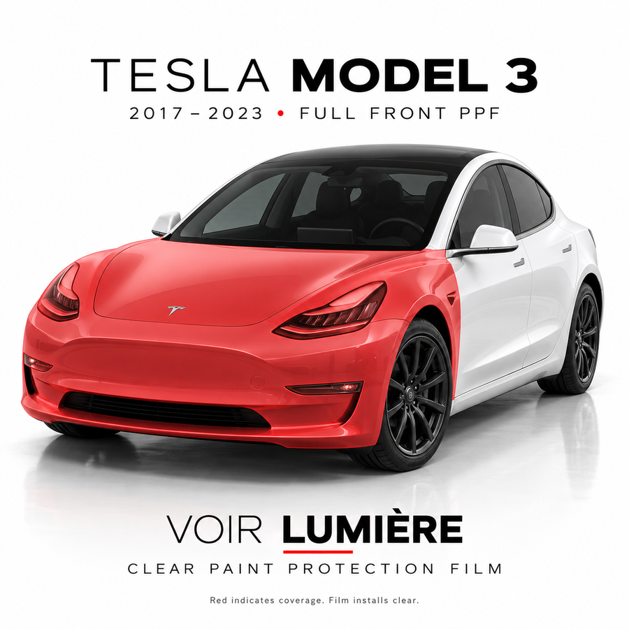 2017–2023 Tesla Model 3 Full Front PPF Kit | Precut Clear Paint Protection Film