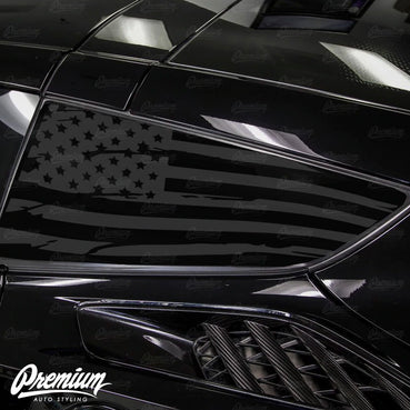 2014-2019 Corvette C7 Distressed US Flag Quarter Window Decal