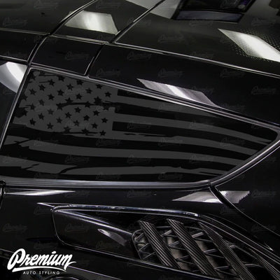 Distressed Flag Quarter Window DECAL Set (2014–2019 Corvette C7)