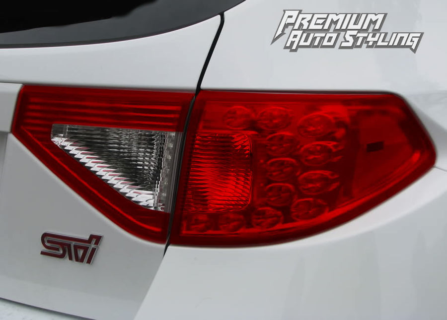 2008-2014 Subaru WRX & STI Hatchback Red Tail Light Tint Overlays w/ Reverse Cut Outs