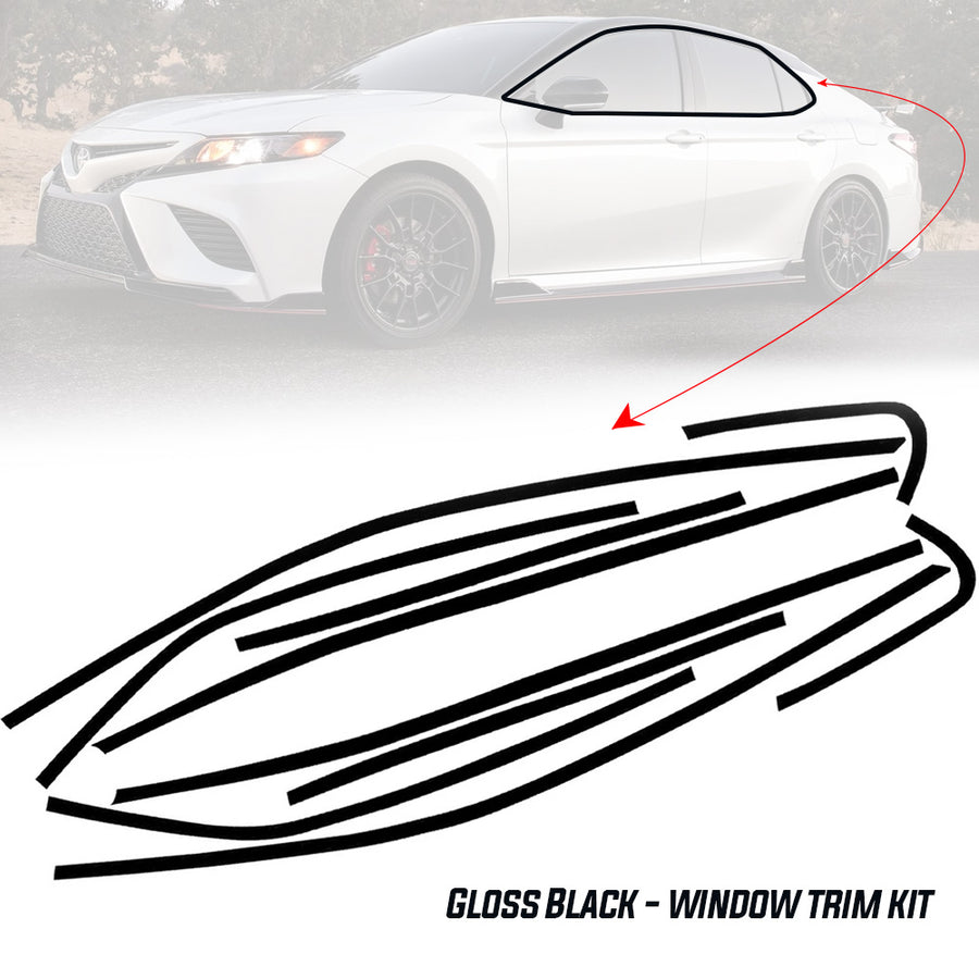 Window Trim Chrome Delete Vinyl Overlay Kit - Gloss Black | 2018-2024 Toyota Camry